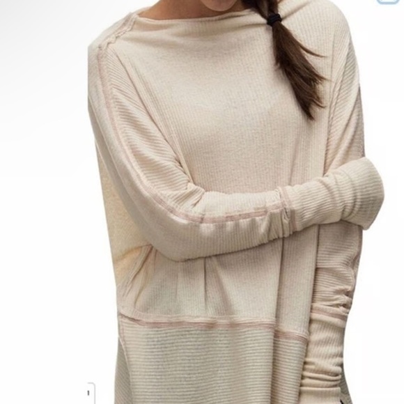 Free People Londontown pink ribbed off the shoulder long sleeve top Size Small - Picture 12 of 13